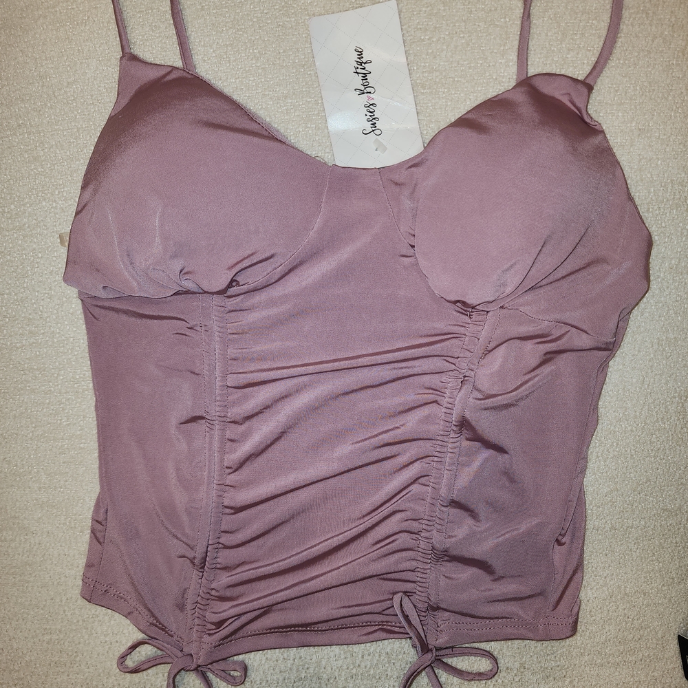 Mauve Ruched Cami Crop Top